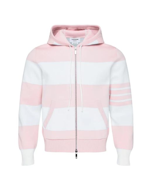 Thom Browne Pink 4-Bar Stripe Hector Hoodie for men