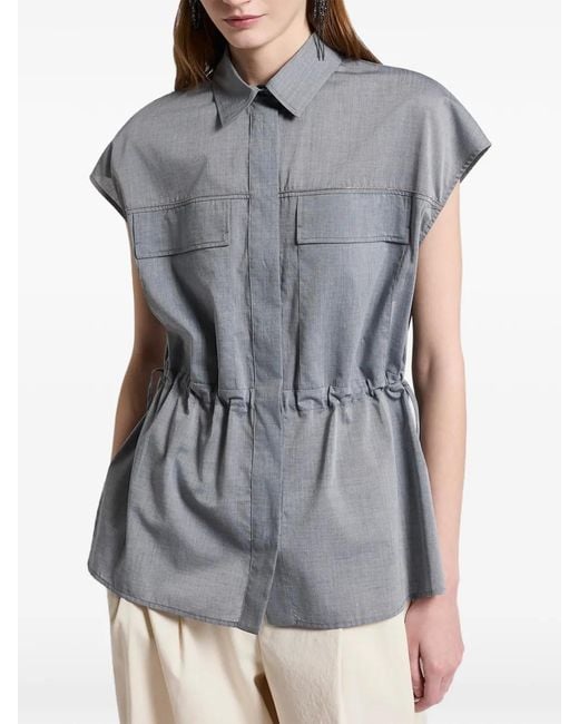 Peserico Gray Drawstring Shirt