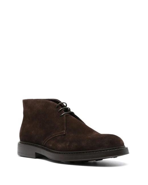 Doucal's Brown Lace-Up Suede Ankle Boots for men