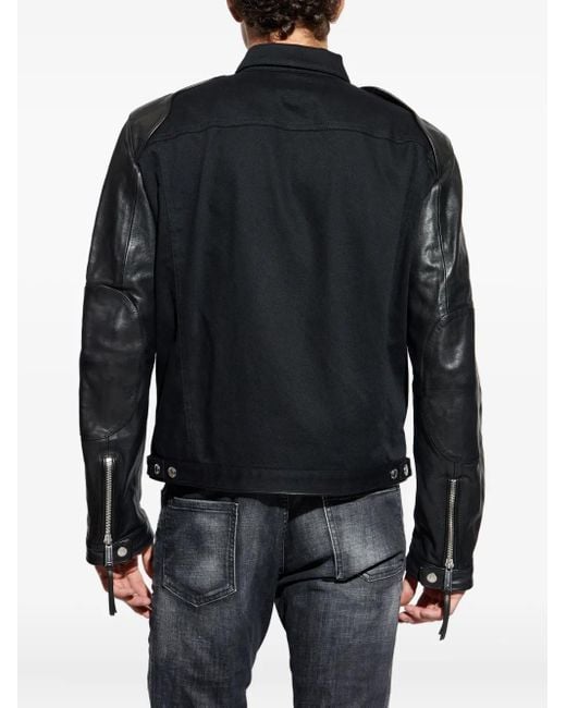 メンズ DSquared² X Ducati レザースリーブ シャツジャケット Black