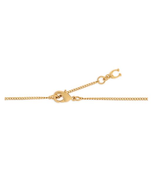 COACH White Heart Floral Charm Necklace