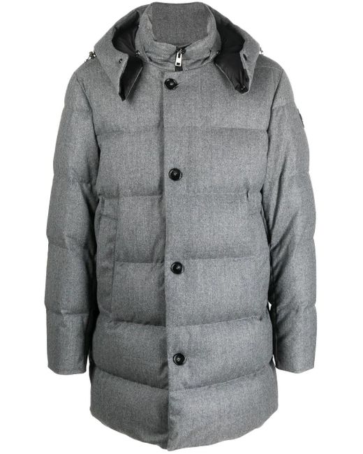 Woolrich Gray Padded Button-Down Parka Coat for men