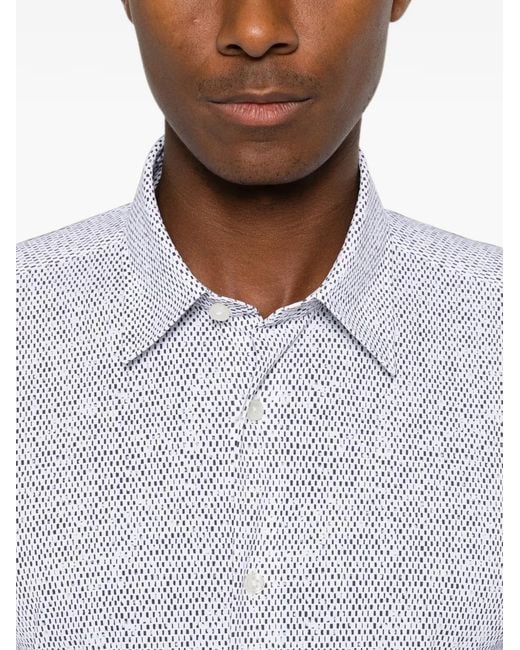 Boss White Micro-Patterned Long-Sleeve Shirt for men