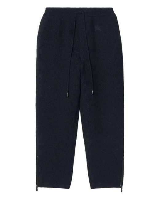 Burberry Blue Ekd-Embroidered Knitted Track Pants for men