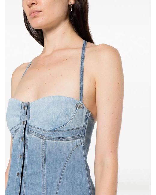 DIESEL Blue De-Dressy Denim Midi Dress