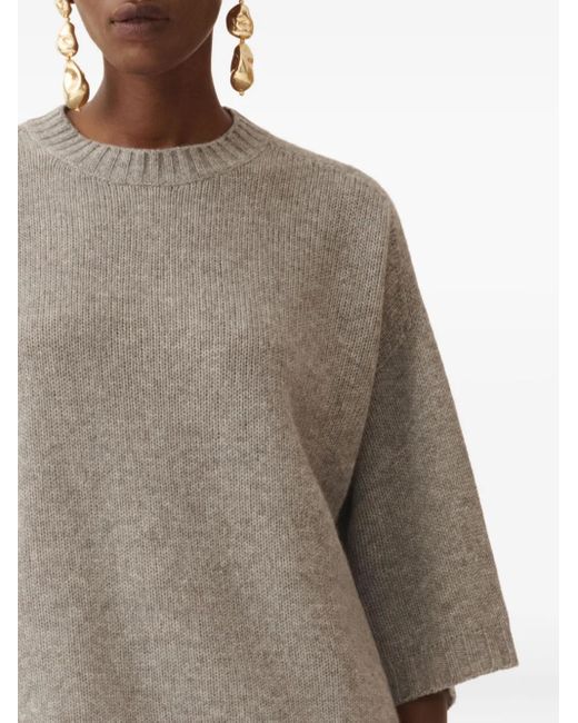 Fabiana Filippi Gray Round-Neck Short-Sleeve Sweater