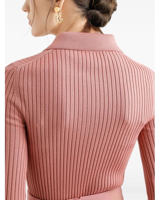 Dolce & Gabbana Pink Dna Ribbed Polo Top