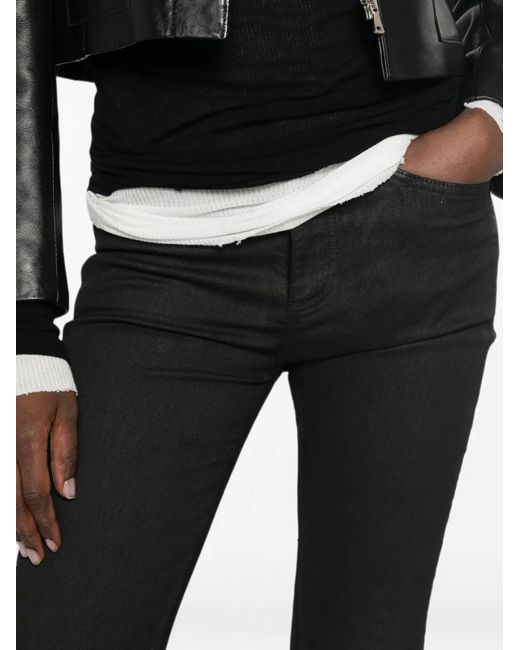 Thom Krom Black Coated Flared-Leg Trousers