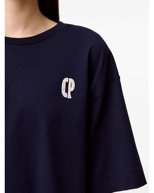 Claudie Pierlot Blue Logo-Embroidered T-Shirt