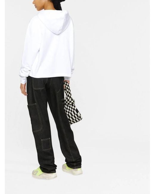 Moschino Black Logo-Print Cropped Hoodie