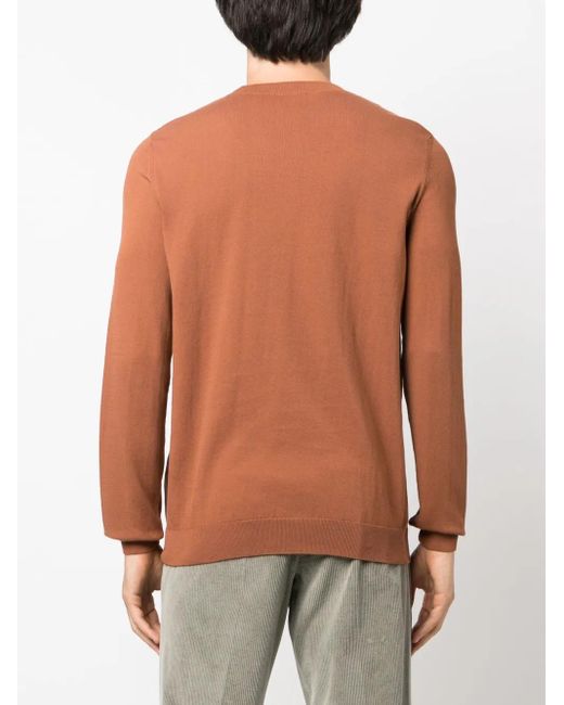 A.P.C. Brown Logo-Embroidered Fine-Knit Jumper for men