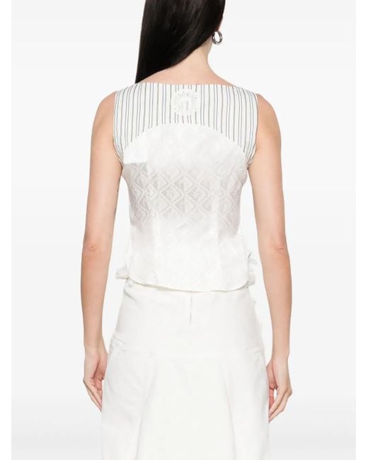 MARINE SERRE Regenerated ストライプ トップ White