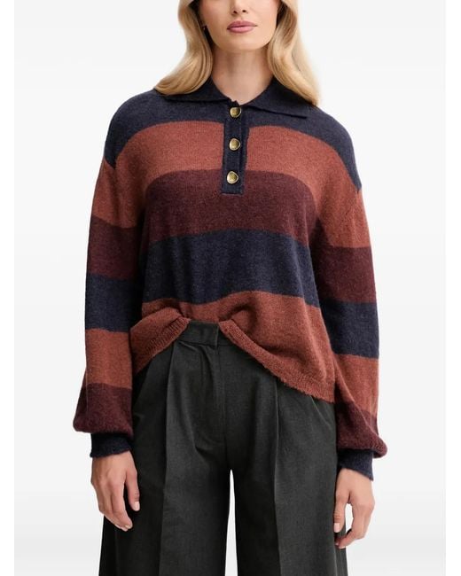 Sessun Red Striped Knitted Top