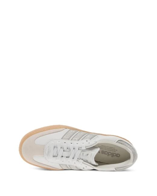 Adidas White Samba Three-Stripe Platform Sneakers