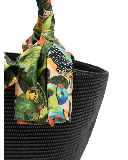 Farm Rio Black Printed Handle Tote Bag