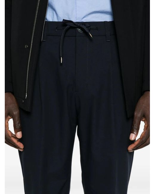 Herno Blue Drawstring-Waist Pleated Tailored Trousers for men