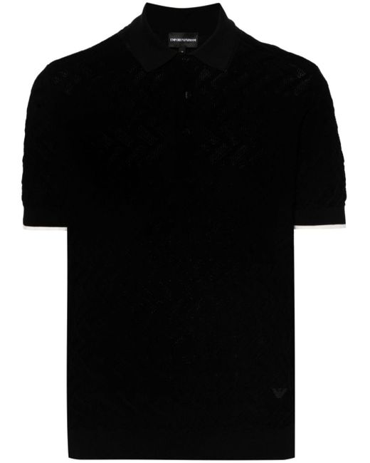 メンズ Emporio Armani パターン ポロシャツ Black