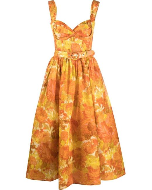 Zimmermann Orange High Tide Kleid mit Blumen-Print