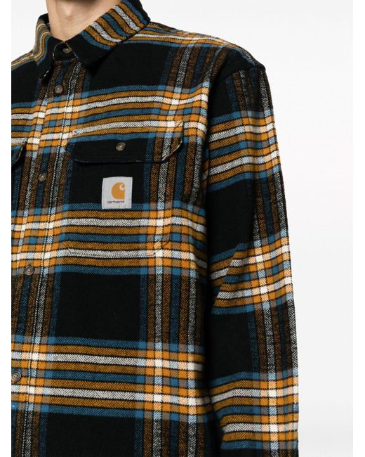 Carhartt WIP Logopatch Plaid Shirt in Black for Men Lyst