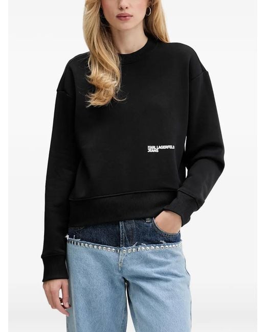 Karl Lagerfeld Black Logo Crew-Neck Sweatshirt