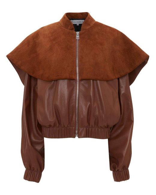 J.W. Anderson Brown Oversized-collar Leather Bomber Jacket