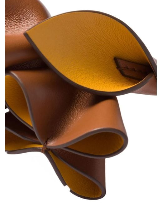 Miu Miu Brown Flower Leather Keyring