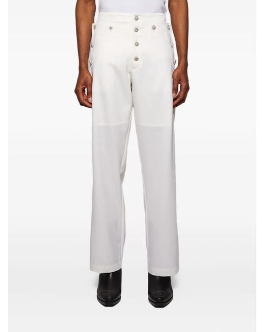 Bluemarble White Mariner Jewelled Button Trousers for men