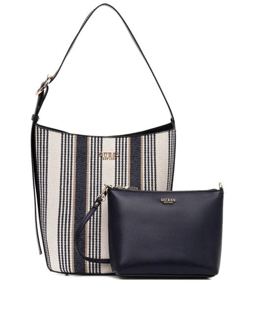 Guess Nicolette ストライプ ハンドバッグ Black