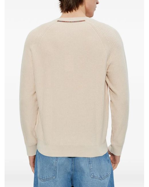 Paul Smith White Ribbed Crew-Neck Knit Sweater for men