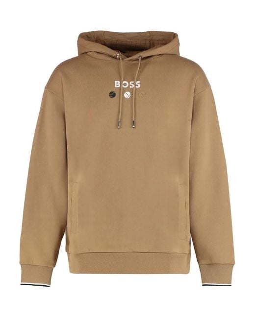 Boss Natural Kangaroo Pocket Cotton Sweatshirt for men