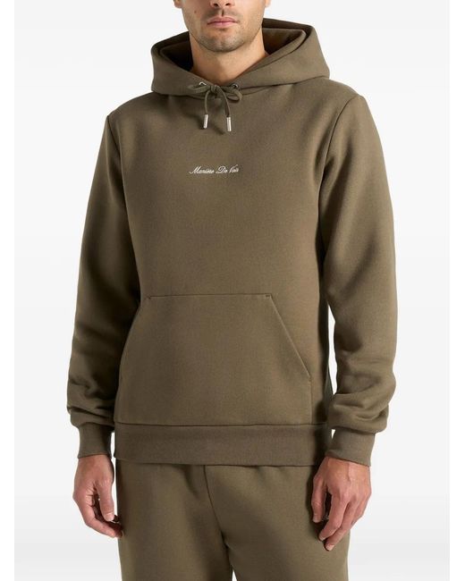 Manière De Voir Green Gustave Logo-Embroidery Regular-Fit Hoodie for men