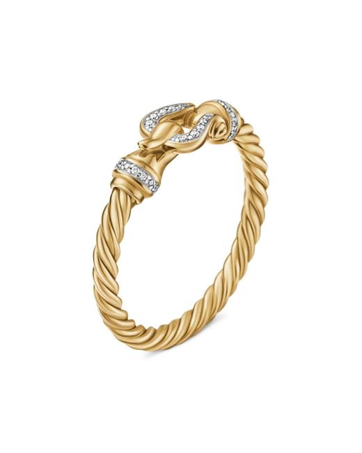 David Yurman Metallic 18Kt Petite Buckle Diamond Ring (2Mm)