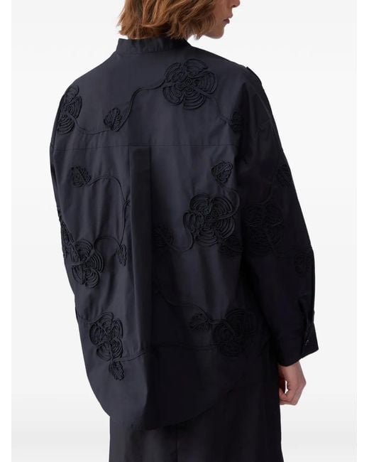 Liu Jo Black Embroidered Mandarin-Collar Shirt
