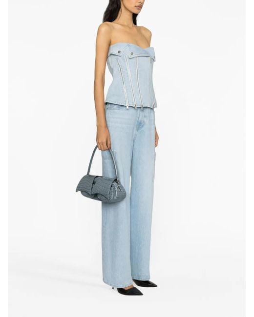Dion Lee Blue Strapless Denim Top