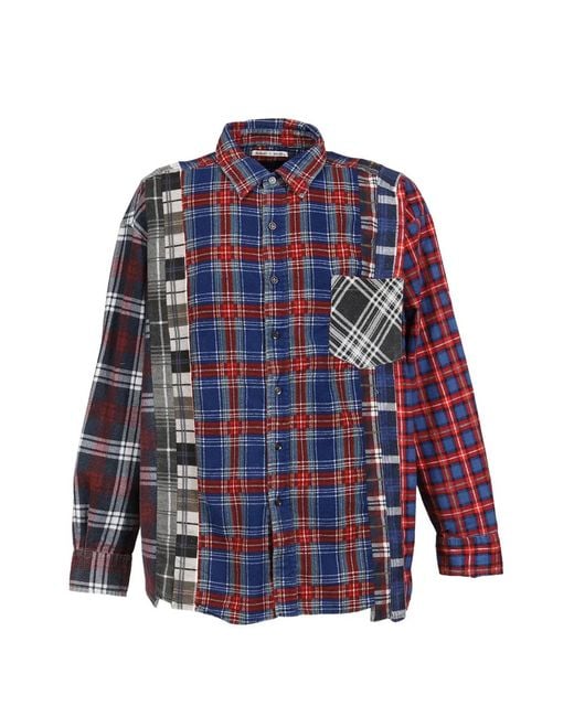 Needles Blue Patchwork Shirt for men