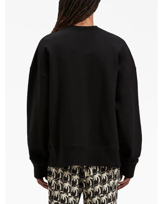 Palm Angels Black Printed Cotton Sweatshirt for men