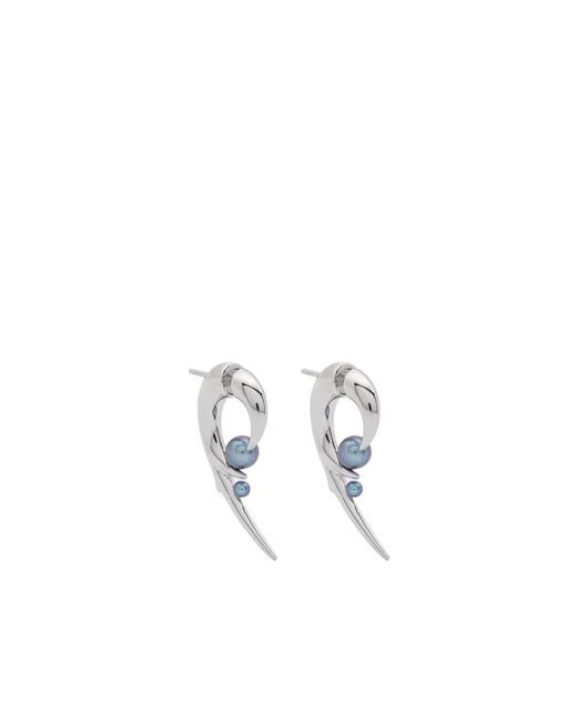 Shaun Leane White Hooked Pearl Earrings