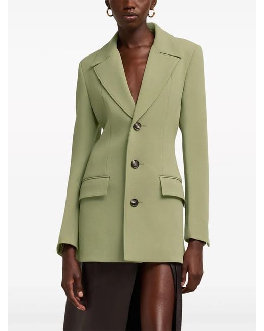 AMI Green Single-Breasted Wool Jacket