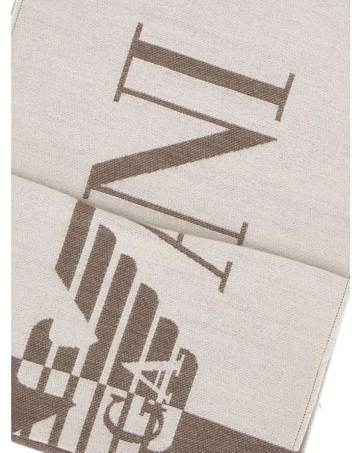 Emporio Armani Gray Two-Tone Logo Fringed Scarf for men