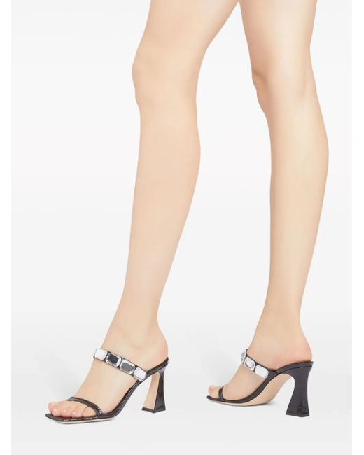 Giuseppe Zanotti Black Flaminia 85Mm Square-Toe Sandals