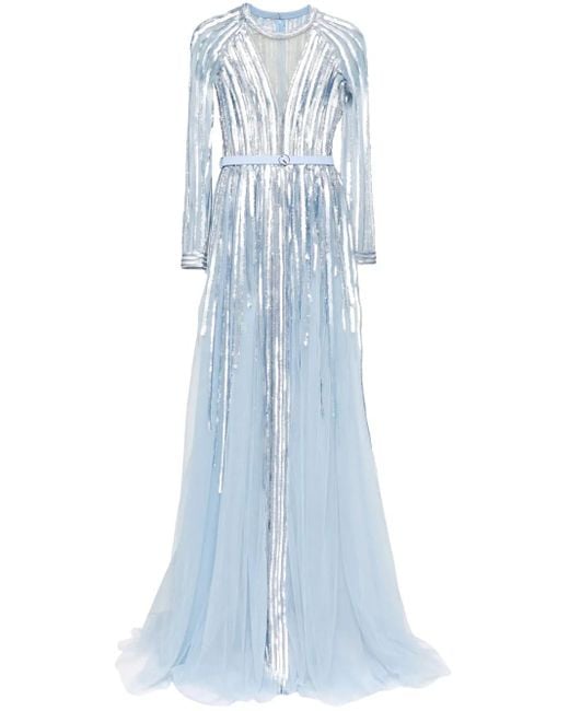 Abito Lungo Con Paillettes di Saiid Kobeisy in Blue