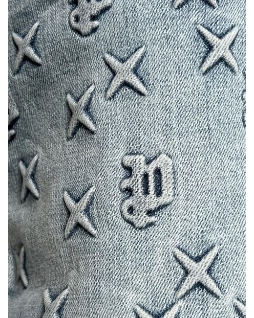 Purple Brand Blue Embossed Flared Jeans for men