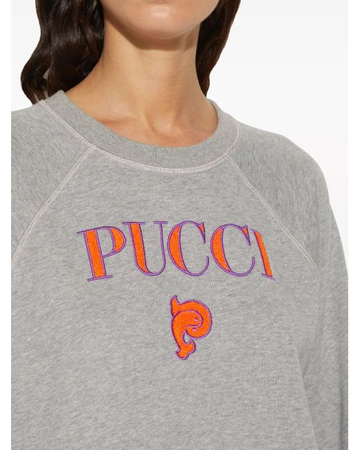 Emilio Pucci Gray Sweatshirt Mit Logo-Stickerei
