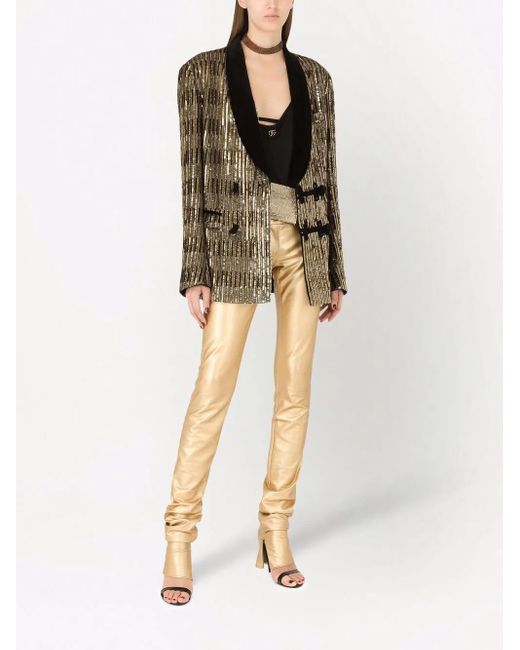 Dolce & Gabbana Multicolor Toggle-Fastening Sequin-Embellished Jacket