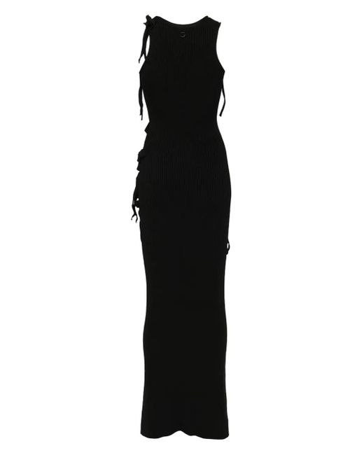 Coperni Black Ribbon-Detail Knitted Maxi Dress