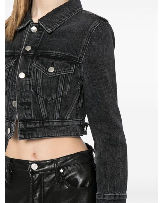 Alexander Wang Black Long-sleeved Cropped Denim Jacket