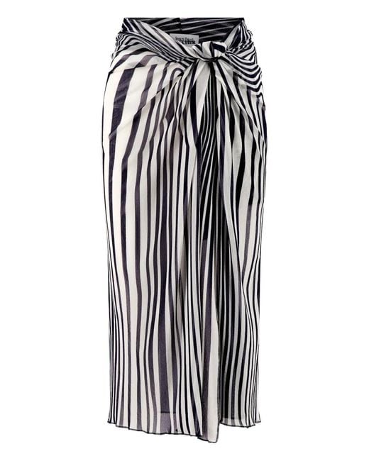 Jean Paul Gaultier White Le Paréo Striped Morphing Body Skirt