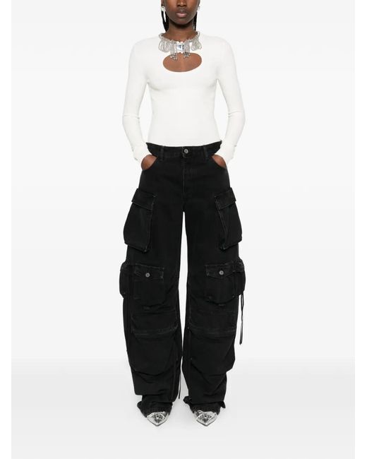 The Attico Ruffled Jeans in Black | Lyst