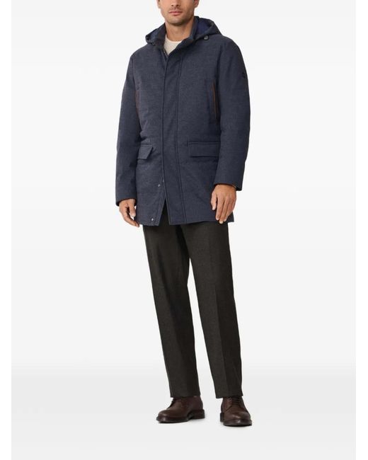 Hackett Blue Herringbone Hooded Parka for men
