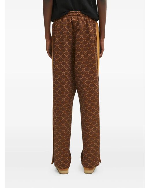 A Bathing Ape Brown Logo-Print Side-Stripe Trousers for men